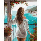 Картина раскраска по  номерам на холсте  - 40*50см Идейка КН8316 Морская даль