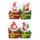 Сувенир Новогодний шар со снегом d-4,5см Гномик Рождества на подарке, ассорти SK-124