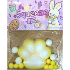 Игрушка антистрес Сквиш Таба Лапка Котика большая 7см 1шт арт1346-6 желтая с белым пушистая