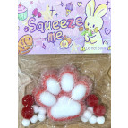 Игрушка антистрес Сквиш Таба Лапка Котика большая 7см 1шт арт1346-7 красная с белым пушистая