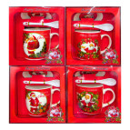 Набор Новогодний керамический Чашка 350мл, ложечка и блюдечко HK-1703-B