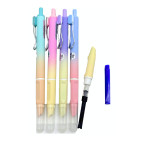 Ручка перьевая Лидер Макарун закрытое перо, кнопка, капсула с чернилом что стирается, ассорти 0638-М