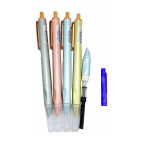 Ручка перьевая Лидер Золотой клип закрытое перо, кнопка, капсула с чернилом что стирается, ассорти 0621-М-1