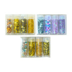 Блестки набор Sultani 4цв. + пайетки + бусины, ассорти ST-9919