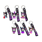 Брелок резиновый Куроми Kuromi 4,5см с лентой Kuromi, ассорти №3170-15