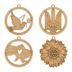 Заготовка для декорирования Rosa Talent (ХДФ) набор 4шт С Украиной в сердце 7,5*8см 48017853