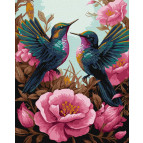 Картина раскраска по  номерам на холсте  - 40*50см Идейка КН6566 Изящный колибри, с красками металлик