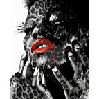 Картина раскраска по номерам на холсте - 40*50см Strateg VA-3425 Леопардовая девушка