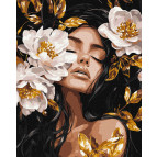 Картина раскраска по  номерам на холсте  - 40*50см Идейка КН8504 Цветочный вихрь, с красками металлик