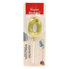 Свечка для торта золотистая Цифра-0 Birthday Candles 5см 9369-0з