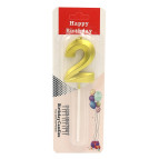 Свечка для торта золотистая Цифра-2 Birthday Candles 5см 9369-2з