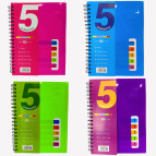 Тетрадь на спирали В5 120л. пластик обложка 6 разделов, Лидер, цвет ассорти 8812-В5/0735-B5 в клетку