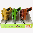 Ручка гелевая с насадкой Пистолет с фонариком ассорти, синяя №500-1