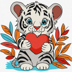 Картина раскраска по  номерам на холсте - 25*25см Идейка КН6259 Чудесный тигренок