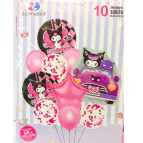 Шарик воздушный ZYBalloon набор 10шт разного размера, Куроми Kuromi 1212-42