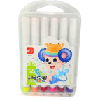 Фломастеры 12 цветов Zishu Mouse 237-12 трехгранные, наконечник кисточка, штампик, пластиковый бокс