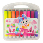 Фломастеры 18 цветов Zishu Mouse 230-18 Washable круглые, штампик пластиковый бокс