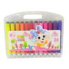 Фломастеры 24 цветов Zishu Mouse 230-24 Washable круглые, штампик пластиковый бокс