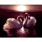 Картина раскраска по номерам на холсте - 40*50см Strateg VA-2671 Влюбленные лебеди
