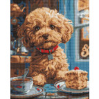 Алмазная живопись мозаика по номерам на холсте - 40*50см Идейка АМО8040 Мальтипу в кофейне