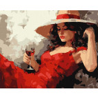Картина раскраска по  номерам на холсте  - 40*50см Идейка КН8358 Девушка в шляпе