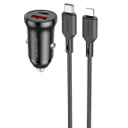 Автомобильное зарядное устройство USB-A/1C 2xPorts Borofone BZ18A PD20W+QC3.0 + кабель USB to Type-C to Lightning