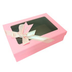 Коробка подарочная прямоугольная бант 24*17*7см прозрачный верх микс 310292-S