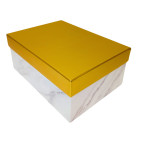 Коробка подарочная прямоугольная 21*14*8см мрамор золотая крышка L3225-10-5