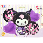 Шарик воздушный ZYBalloon набор 5шт разного размера, Куроми Kuromi 1212-36