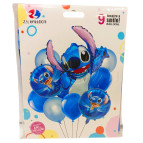 Шарик воздушный ZYBalloon набор 9шт разного размера, Стич 61см 1212-9147