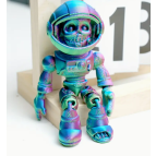 Игрушка пластик 3Д-принт Космонавт Скелет радужный 17см, ассорти 5649