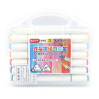 Маркер универсальный акриловый Aodemei двухсторонний Acrylic Marker набор 12 шт 6147-12 в пластиковом футляре