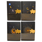 Блокнот А5 96л. Лидер с магнитным клапаном Золотые планеты 1157-К (черные страницы)