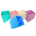 Подставка канцелярская пластиковая Куб, наклонная 10*8см ассорти 6804