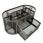 Подставка канцелярская металл сетка 220x110x105мм черная №9059
