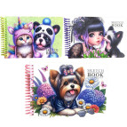 Альбом для эскизов скетчбук В6 24арк 100г/м2 Мандарин Matte lamination спираль, ассорти 9852/9854/9855