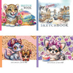 Альбом для эскизов скетчбук В6 24арк 100г/м2 Мандарин 7БЦ, ассорти 243**/233765