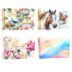 Альбом для эскизов скетчбук А5 40арк 100г/м2 Мандарин с перфорацией, спираль, ассорти 9650/9651/9653/9656