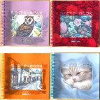 Альбом для эскизов скетчбук 20*20см 40арк 100г/м2 Мандарин с перфорацией, спираль, ассорти 9674-9681