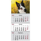 Календарь настенный квартальный 2026 Axent на 3 спирали 29,7*63см 8803-26-18-A Dogs 3