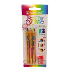 Карандаши цветные 3шт/12цв. Acmeliae Chubby Rainbow круглые с точилкой 43069