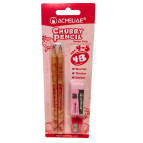 Карандаши чернографитные простые, набор 2шт. Acmeliae 4B Chubby Pencil 15см + точилка и ластик 43071