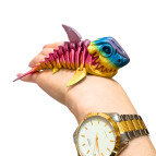 Игрушка пластик 3Д-принт Акула Скелет радужная 15см, ассорти К0145