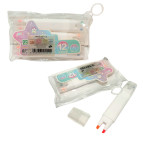 Маркеры текстовыделители набор 3шт 12цв Aodemei 4в1 двухсторонние, в пенале 6233