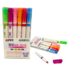 Маркеры текстовыделители набор 6шт Aodemei тонкие с роликовым штампом 6207