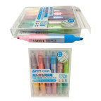 Маркеры текстовыделители набор 6шт 12цв Aodemei двухсторонние стандарт и тонкий носик 6217