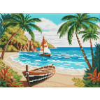 Алмазная мозаика по номерам на холсте - 30*40см Идейка АМО8137 Побережье океана