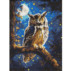 Алмазная мозаика по номерам на холсте - 30*40см Идейка АМО8160 Ночная сова с голограммными стразами