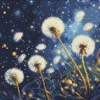 Алмазная мозаика по номерам на холсте - 40*40см Идейка АМО8207 Летящие одуванчики в вечернем небе