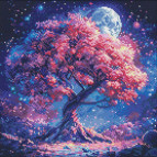 Алмазная мозаика по номерам на холсте - 40*40см Идейка АМО8214 Силуэт дерева